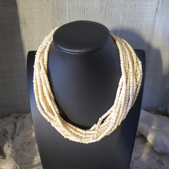 Multi-strand 'Carved Bone' Skeleton Bones Necklace - Picture 3 of 9